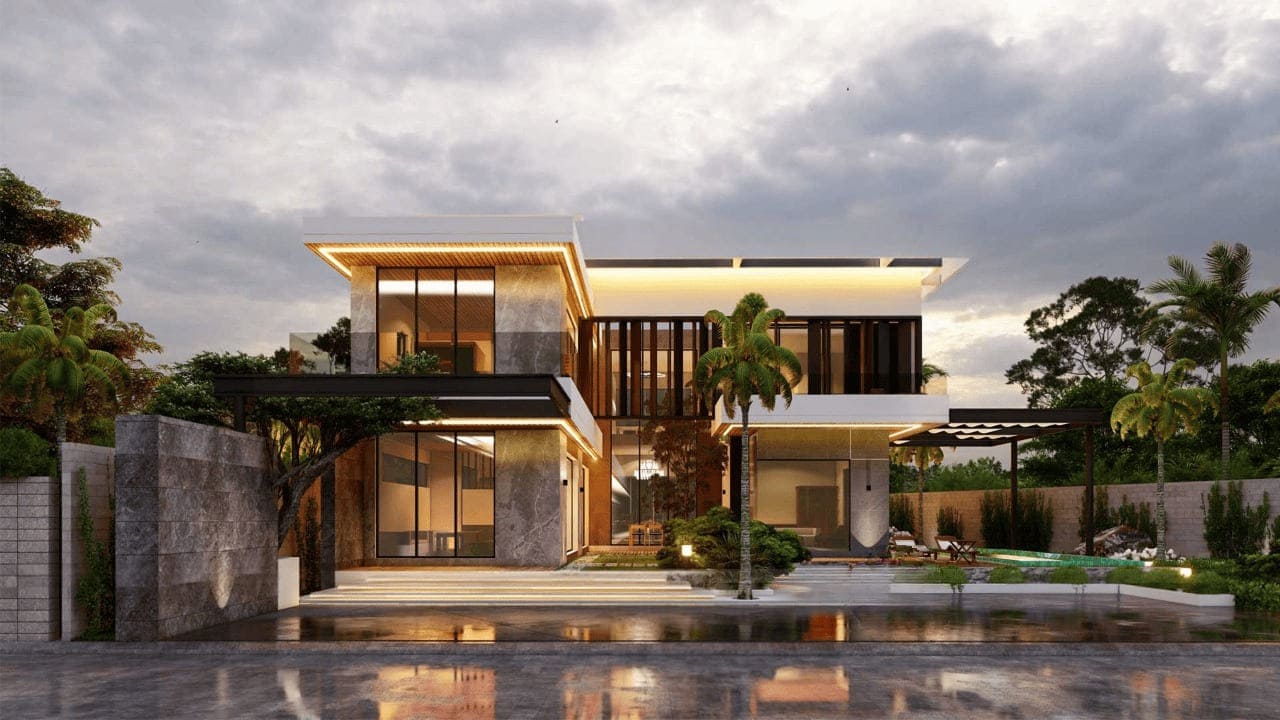 Biệt thự 2 tầng vật liệu xanh