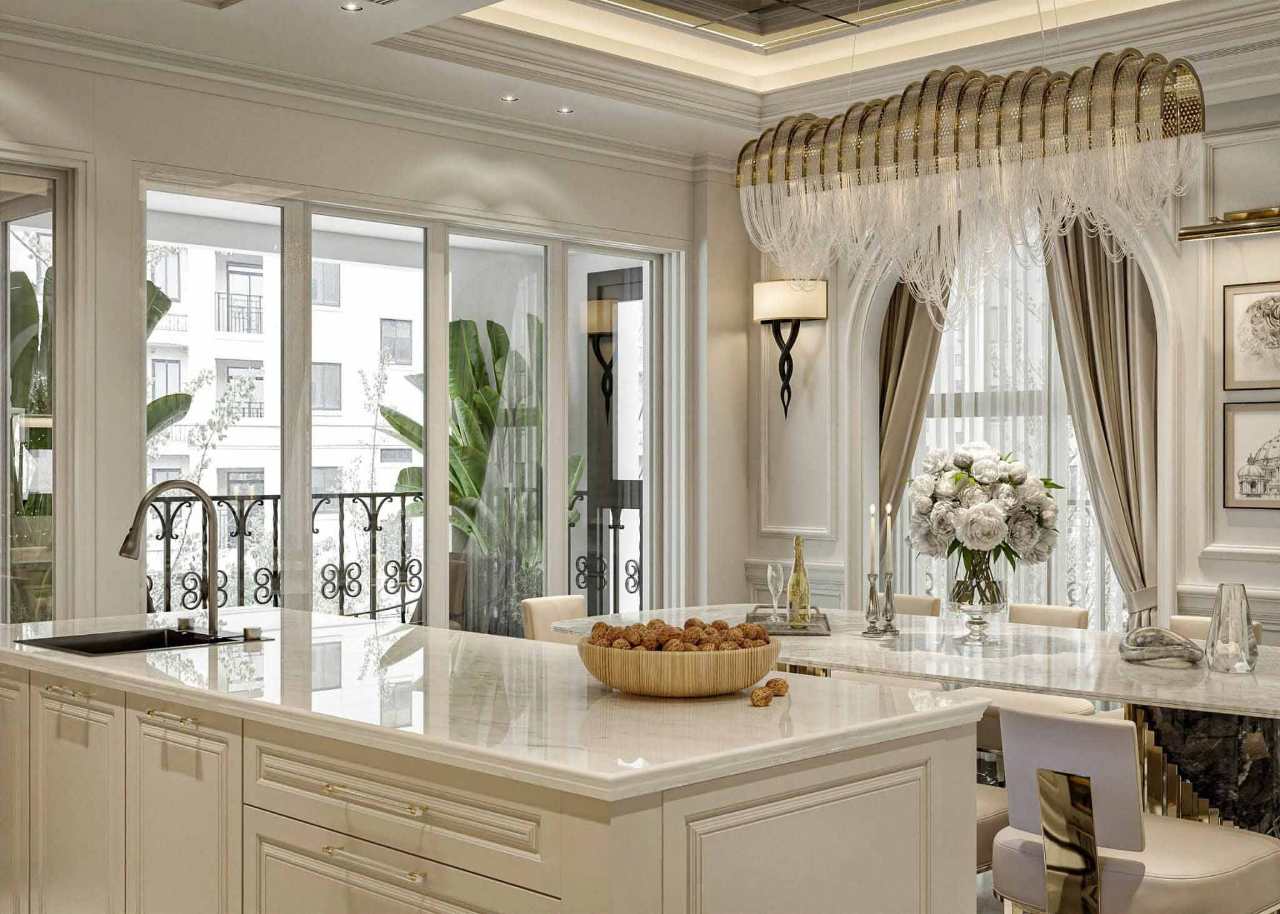 Vật Liệu Xây Dựng Biệt Thự Cao Cấp Cho Không Gian Độc Bản 4 Không gian bếp sử dụng vật kiệu xây dựng biệt thự