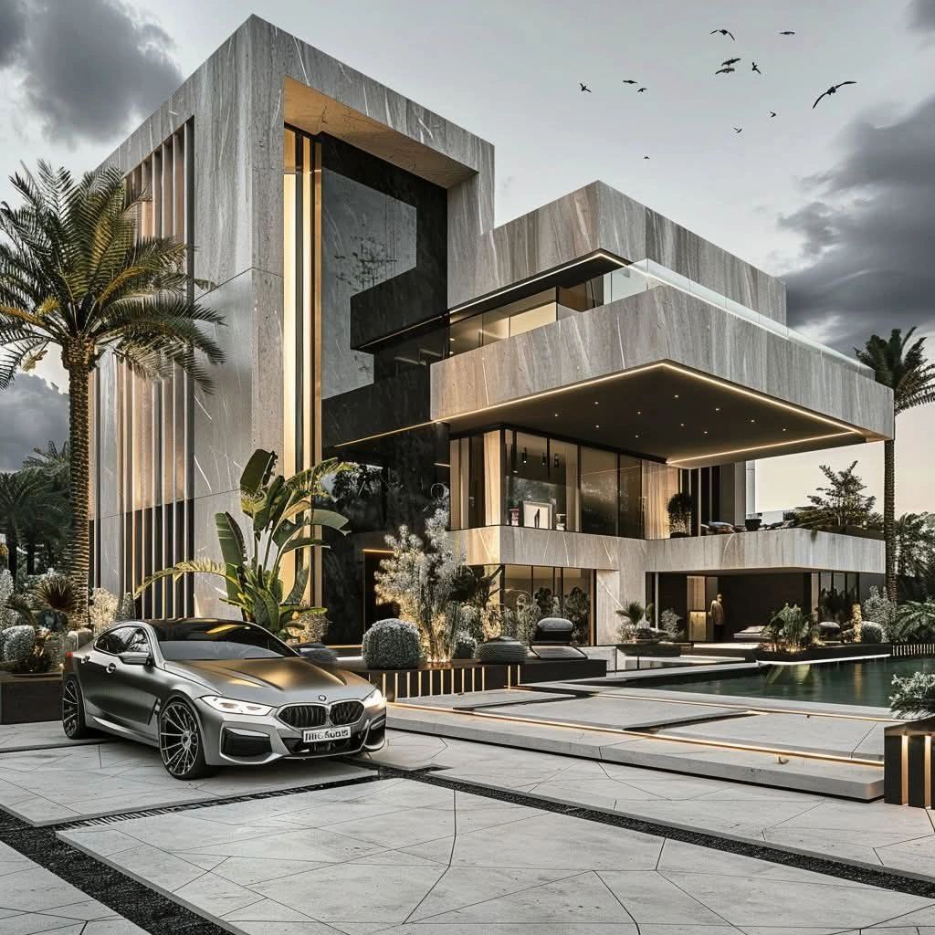 Biệt thự màu tối sang trọng phong cách hiện đại