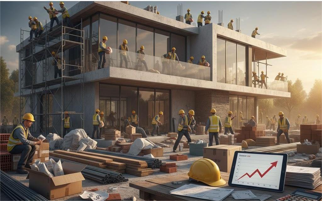 Công trường đông nhân công ảnh hưởng chi phí hoàn thiện cuối năm