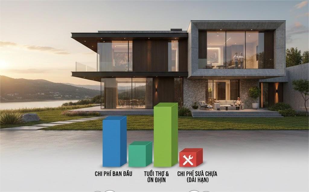 So sánh chi phí xây biệt thự cao cấp ngắn hạn và dài hạn
