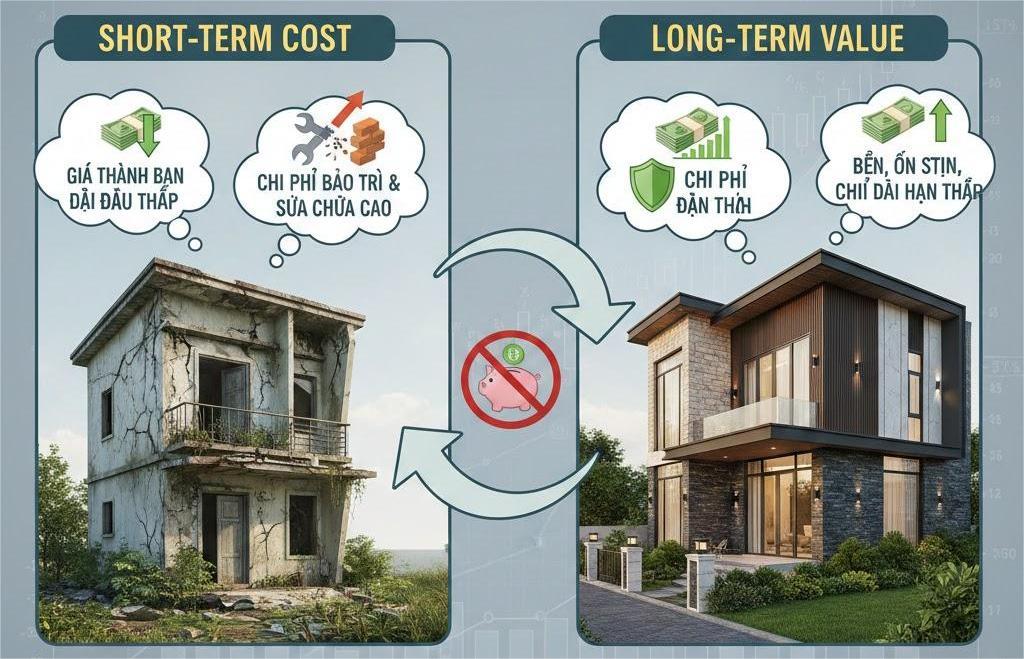 Chi phí xây biệt thự cao cấp gắn với tuổi thọ công trình