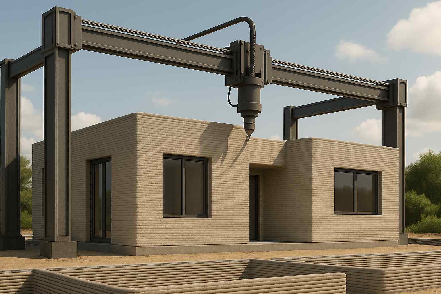 Ở Khi Nhà Ở Cũng “In” Được - Xu Hướng Công Nghệ In 3D Nhà Ở 4 Công nghệ in 3D nhà ở hiện đại với máy in bê tông tự động