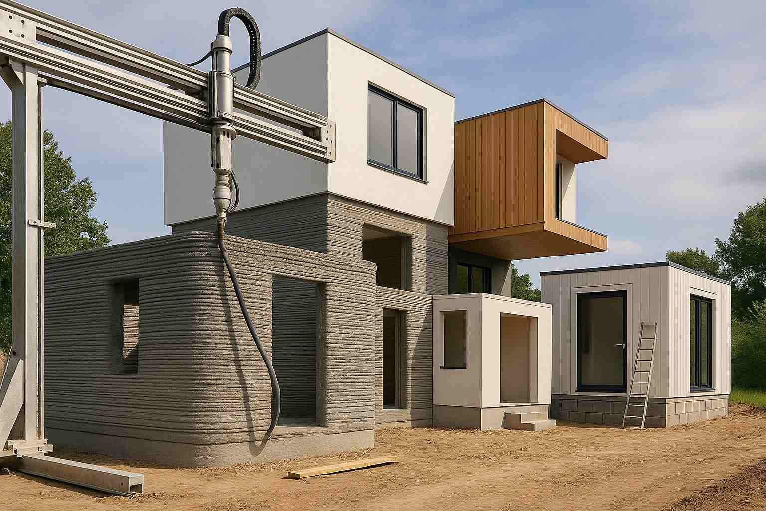 Ở Khi Nhà Ở Cũng “In” Được - Xu Hướng Công Nghệ In 3D Nhà Ở 3 Nhà phố lắp ghép kết hợp in 3D hiện đại