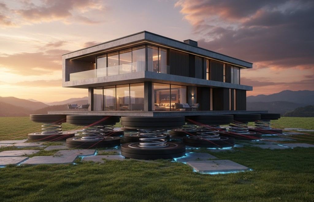 Giải Pháp Chống Động Đất Biệt Thự - Khi Nền Móng Biết “Thở” 2 Kết cấu nền nhà chống rung với hệ thống giảm chấn linh hoạt