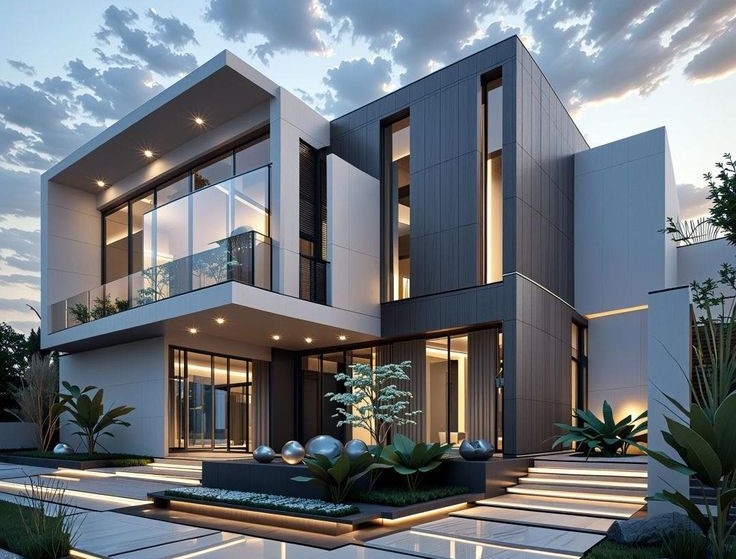 Giải pháp xây dựng biệt thự hiện đại với vật liệu và ánh sáng tinh tế