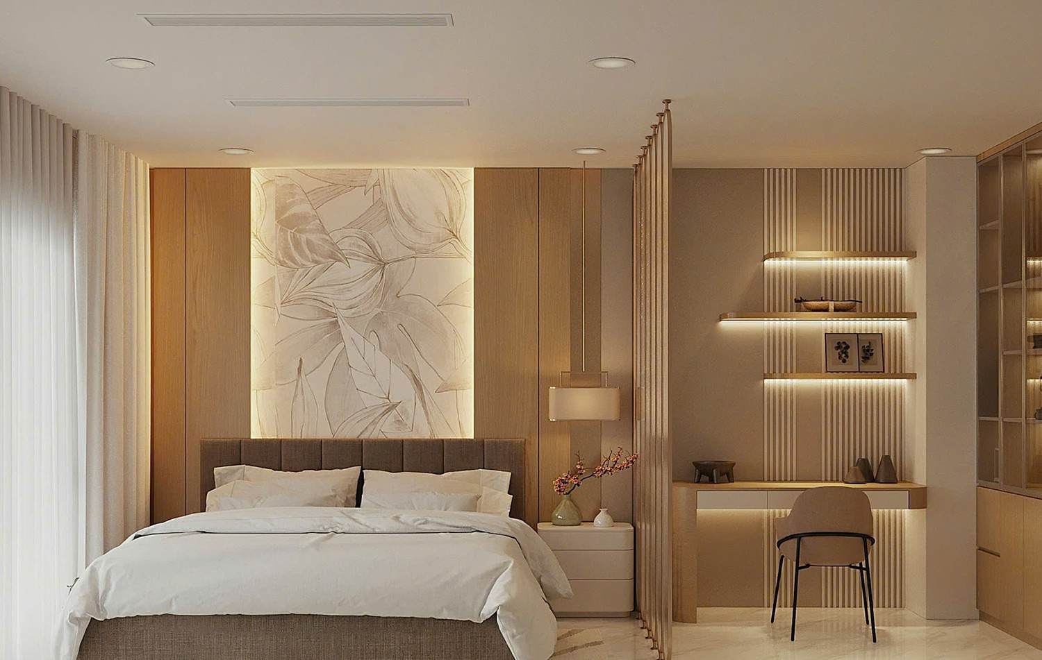 Top 6 Giải Pháp Xây Dựng Biệt Thự Tối Ưu Cho Người Muốn Sống Sang – Sống Chất 4 Giải pháp xây dựng phòng ngủ biệt thự hiện đại với nội thất gỗ tự nhiên và ánh sáng tiết kiệm điện