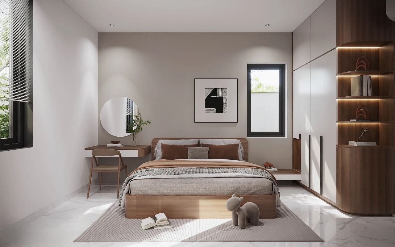 Home 27 Phòng ngủ biệt thự hiện đại với nội thất gỗ, ánh sáng tự nhiên hài hòa
