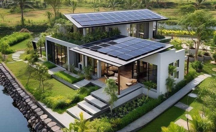 Hệ Thống Năng Lượng Mặt Trời Cho Biệt Thự - Giải Pháp Xanh 2025 2 Biệt thự lắp đặt hệ thống điện năng lượng mặt trời hiện đại và xanh