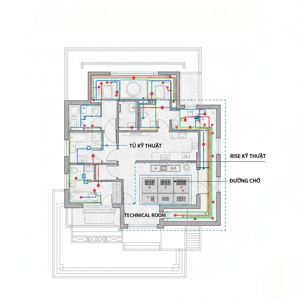 Thi công hệ thống điện nước biệt thự cao cấp trong giai đoạn thô