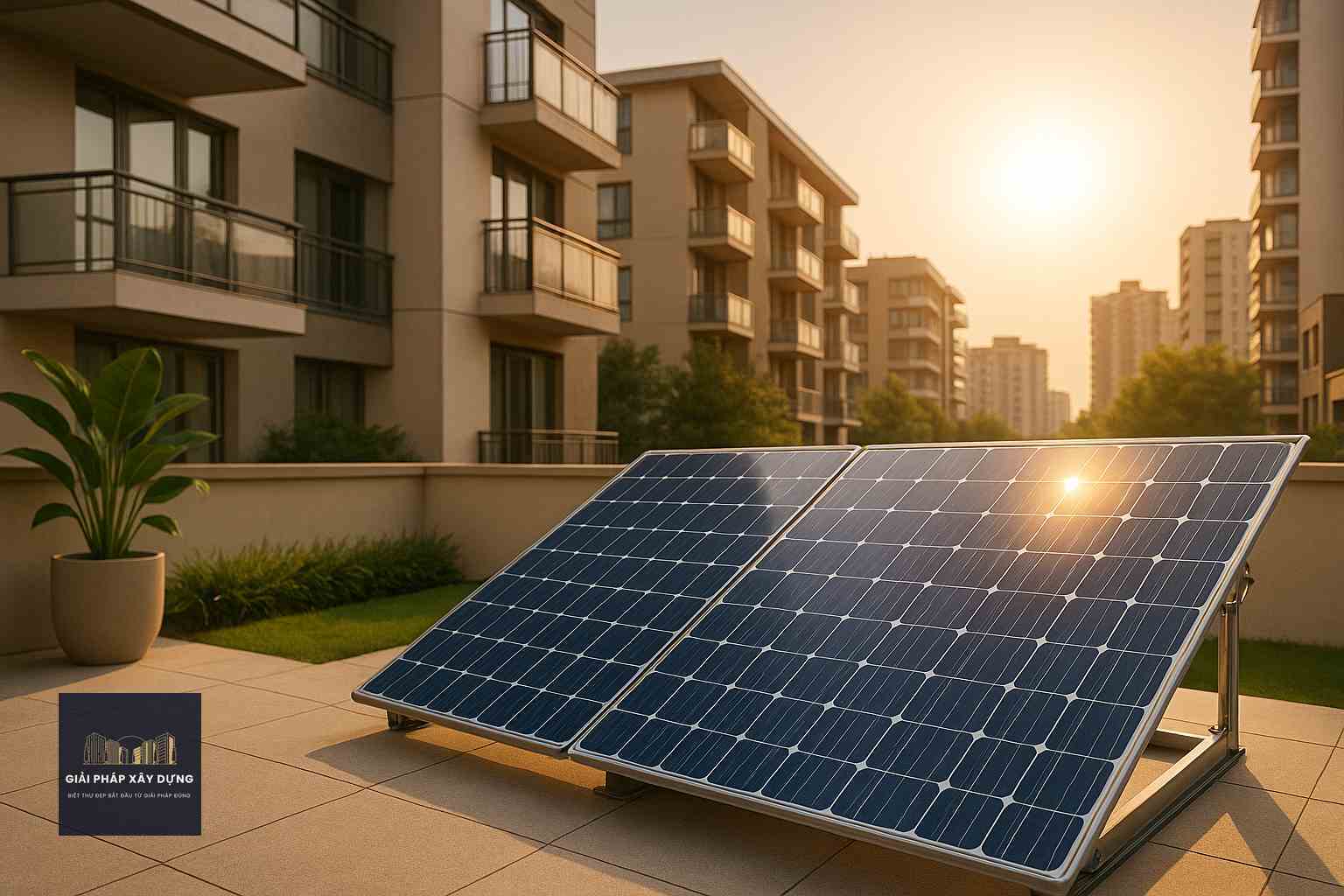Tấm pin năng lượng mặt trời mini đặt tại ban công chung cư