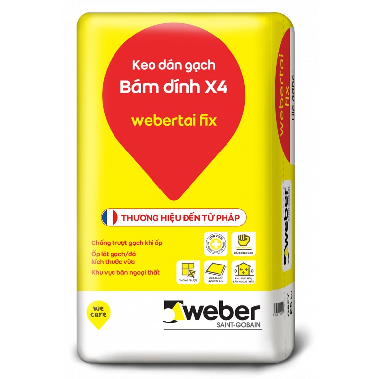 Keo Dán Gạch Và Kỹ Thuật Lát Gạch Chuẩn Cho Công Trình Bền Đẹp 2 : Keo dán gạch Weber bám dính X4 ứng dụng trong kỹ thuật lát gạch.