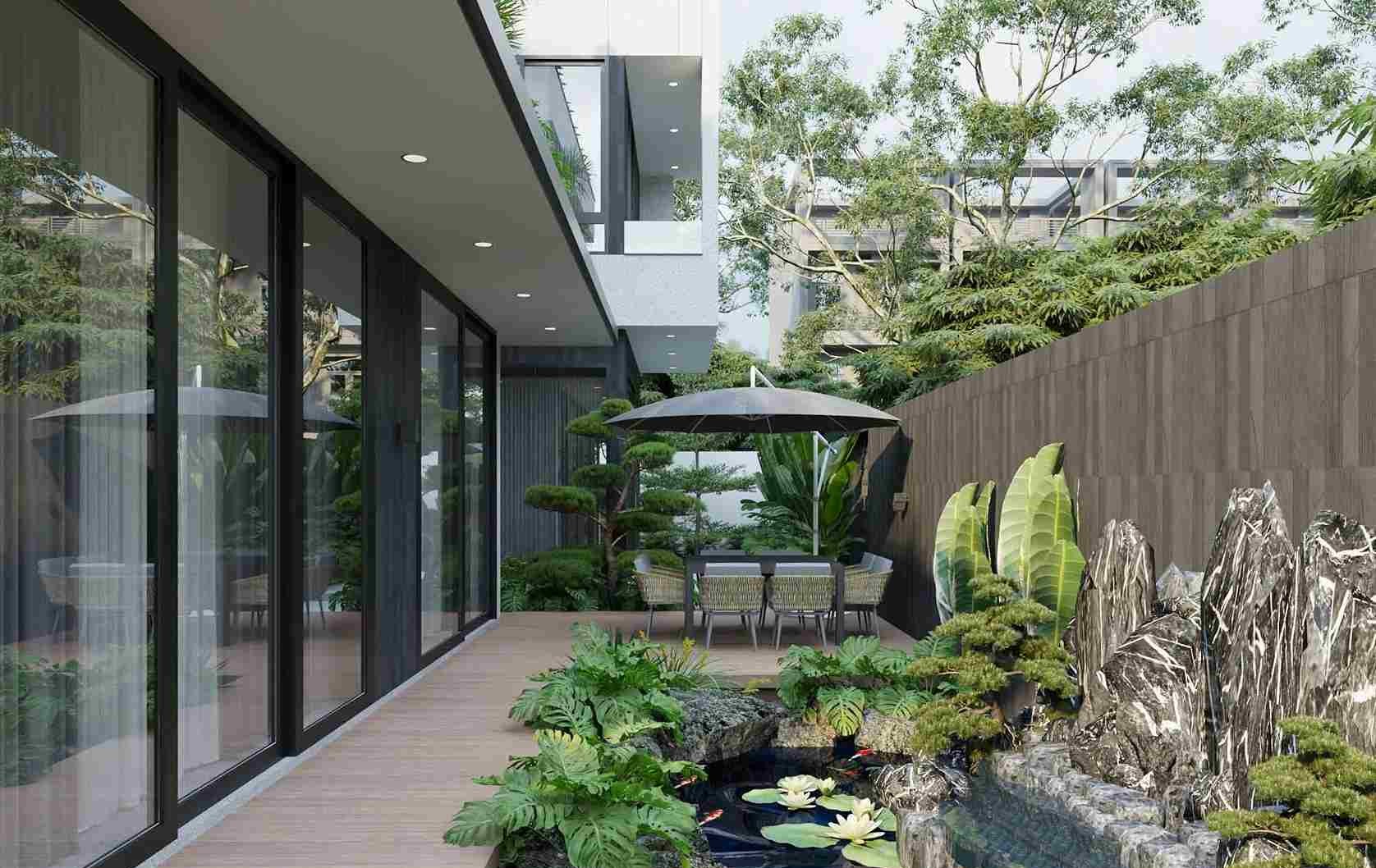 Kết Cấu Biệt Thự Bền Vững Với Bê Tông Cốt Thép Chuẩn 3 Cảnh quan với kết cấu biệt thự bềnh vững