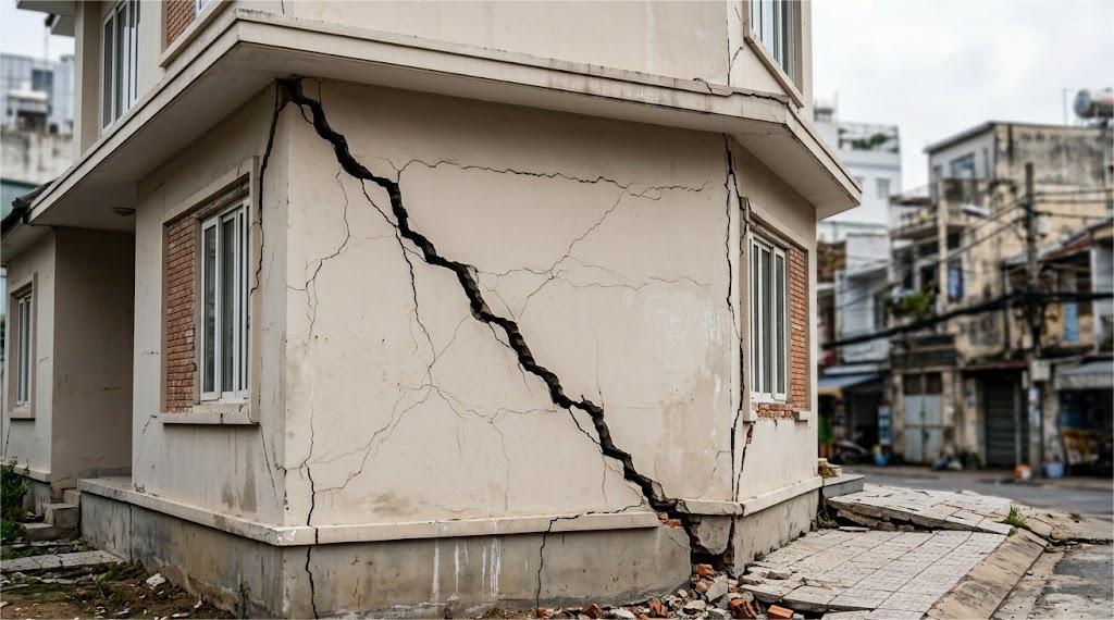 Biệt thự bị nứt tường do lỗi kết cấu thường gặp