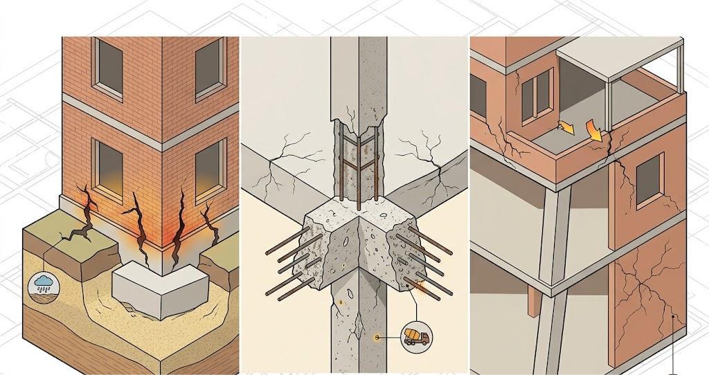 Đồ họa phân tích lỗi kết cấu thường gặp ở nhà phố