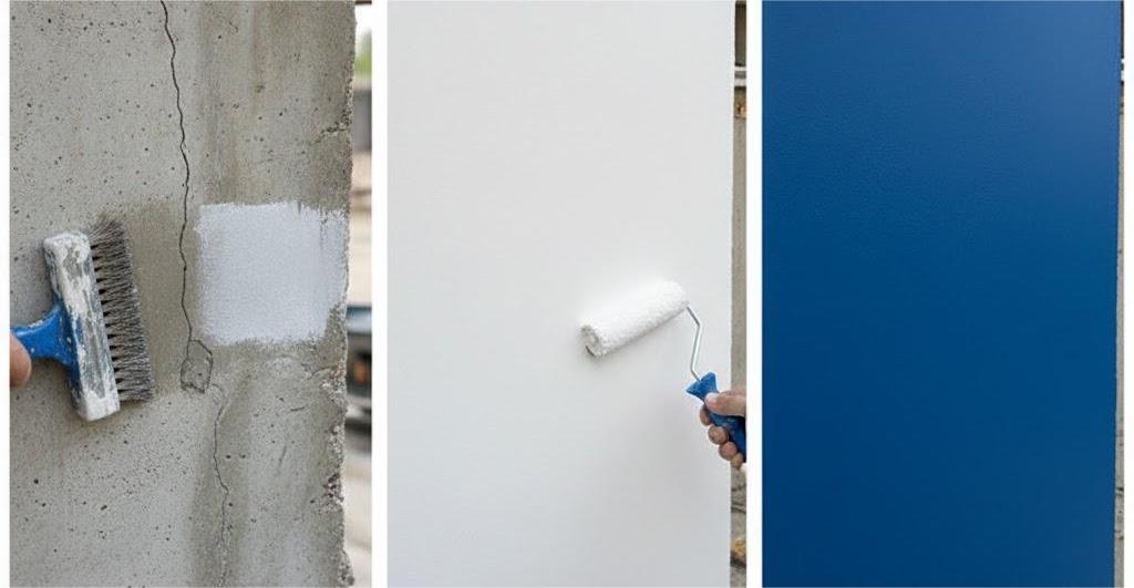 Lớp Sơn Phủ Chống Thấm Cuối Năm – Bí Quyết Giữ Tường Đẹp Qua Hai Mùa Nắng Mưa 4 Quy trình thi công sơn phủ chống thấm tường nhà