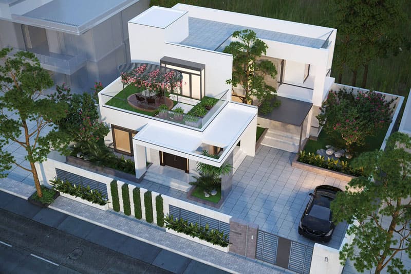 Mái Biệt Thự Hiện Đại: Giải Pháp Thi Công Nâng Tầm Kiến Trúc & Hiệu Năng 2 Mái biệt thự hiện đại 2 tầng
