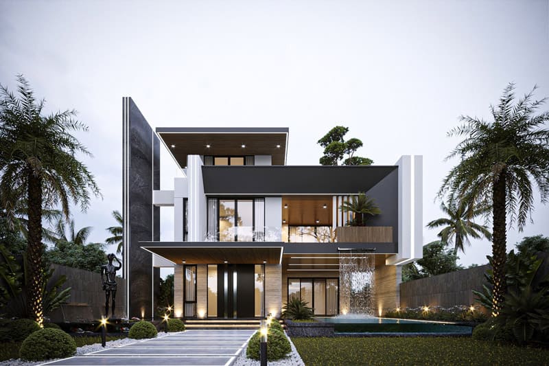 Mái biệt thự hiện đại thiết kế sang trọng 3 tầng