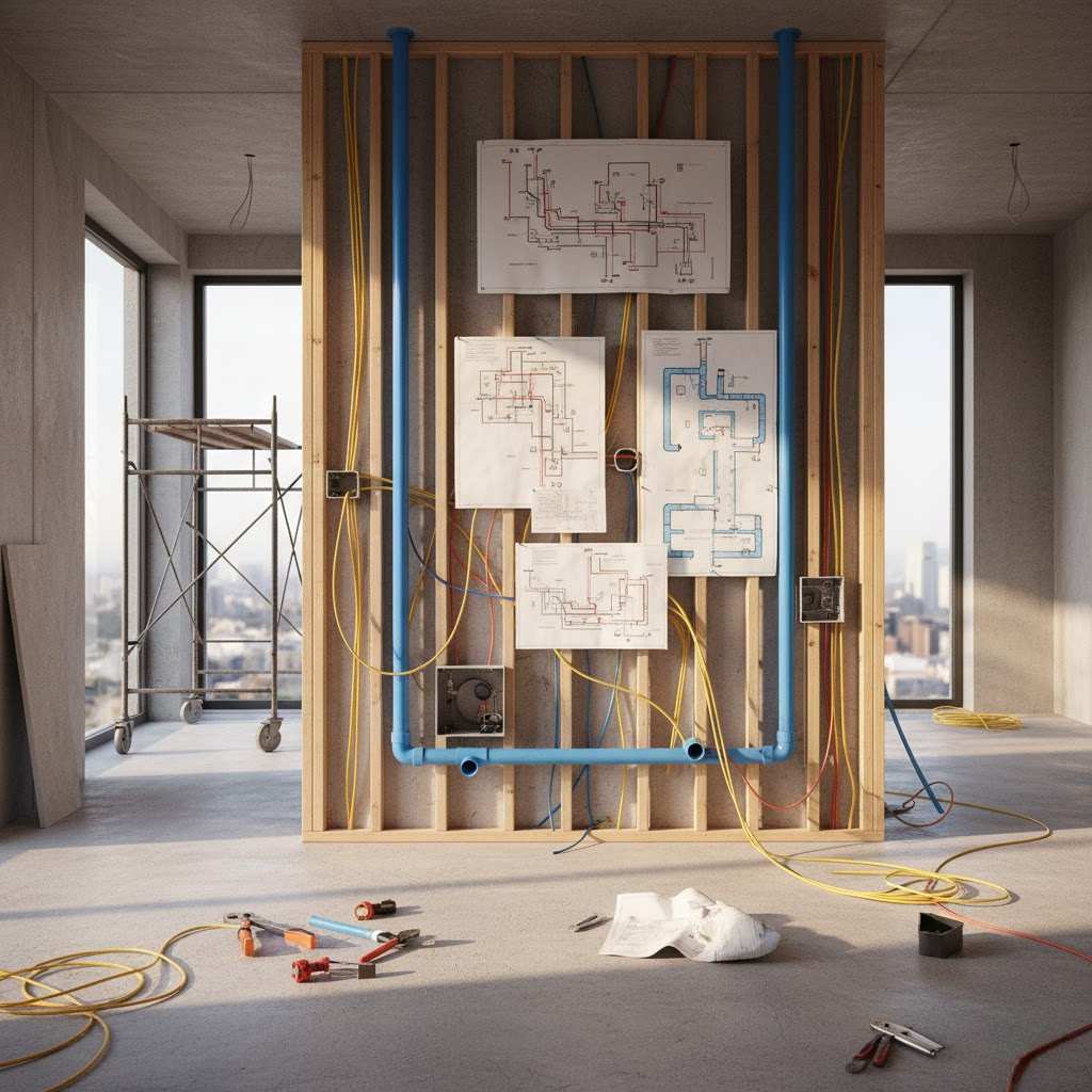 Mâu Thuẫn Thi Công Điện Nước – Giải Pháp Giữ Tiến Độ Cho Công Trình 4 Bố trí hệ thống điện nước đồng bộ trong thi công biệt thự