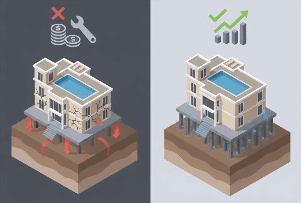 Móng Biệt Thự Cao Cấp Quyết Định Sự Ổn Định Công Trình Như Thế Nào 4 Móng biệt thự cao cấp thi công đồng bộ hệ cột