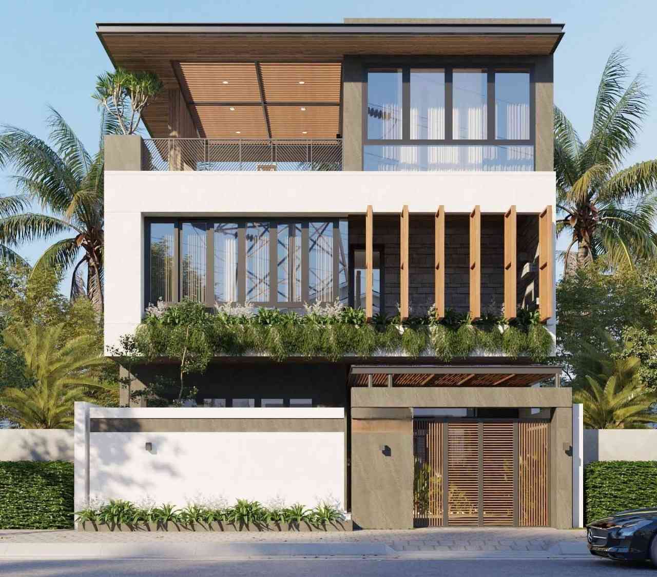 Hình ảnh nhà thầu xây dựng biệt thự trọn gói hiện đại tại khu dân cư cao cấp