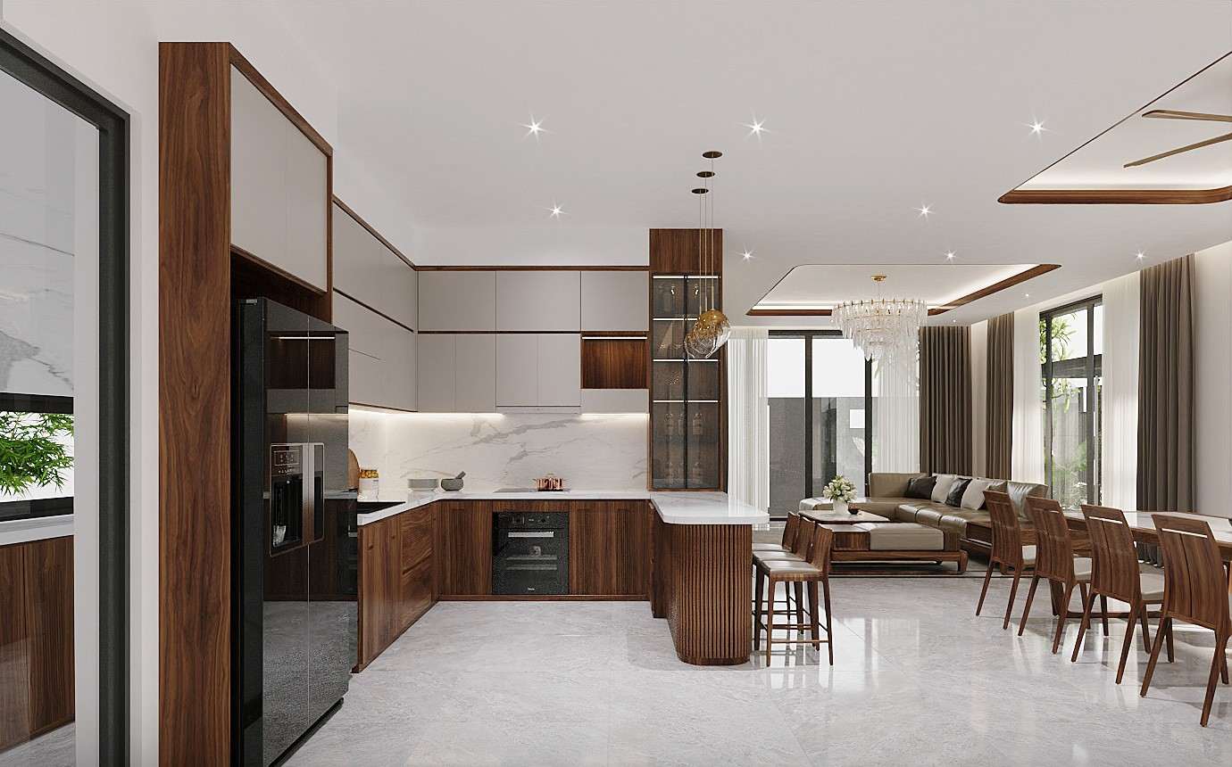 5 Nhà Thầu Xây Dựng Biệt Thự Trọn Gói – Giấc Mơ Thành Hiện Thực 3 Phòng bếp và phòng ăn sang trọng từ nhà thầu xây dựng biệt thự trọn gói