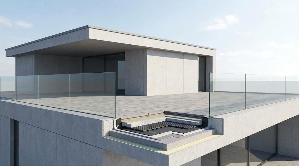 Sàn Mái Phẳng – Giải Pháp Kiến Trúc Hiện Đại Và Chống Thấm Hiệu Quả 2 Cấu tạo sàn mái phẳng với lớp chống thấm và lan can kính hiện đại