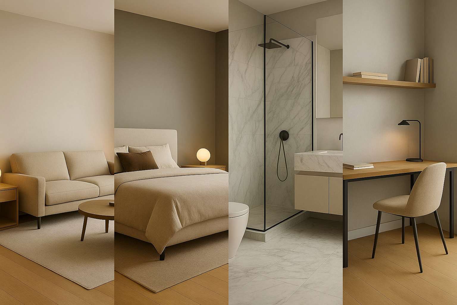 Sơn Nội Thất Màu Trung Tính – Bí Quyết Tạo Bảng Màu Biệt Thự Sang Trọng 3 Ứng dụng sơn màu trung tính trong phòng khách, phòng ngủ, phòng tắm