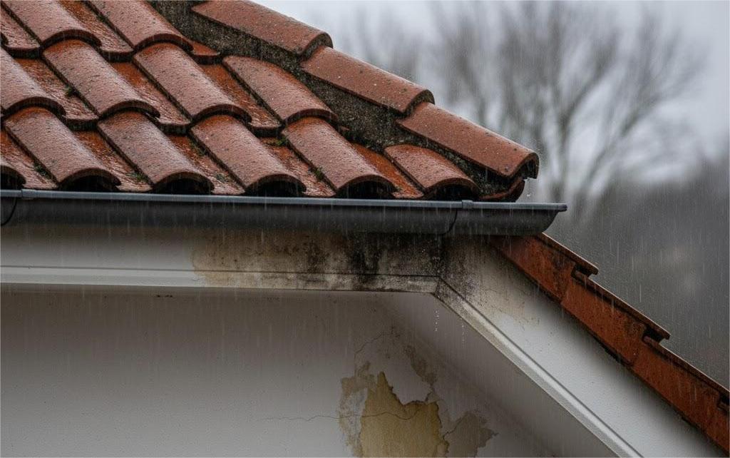 thấm dột mái ngói tại mép mái và máng xối