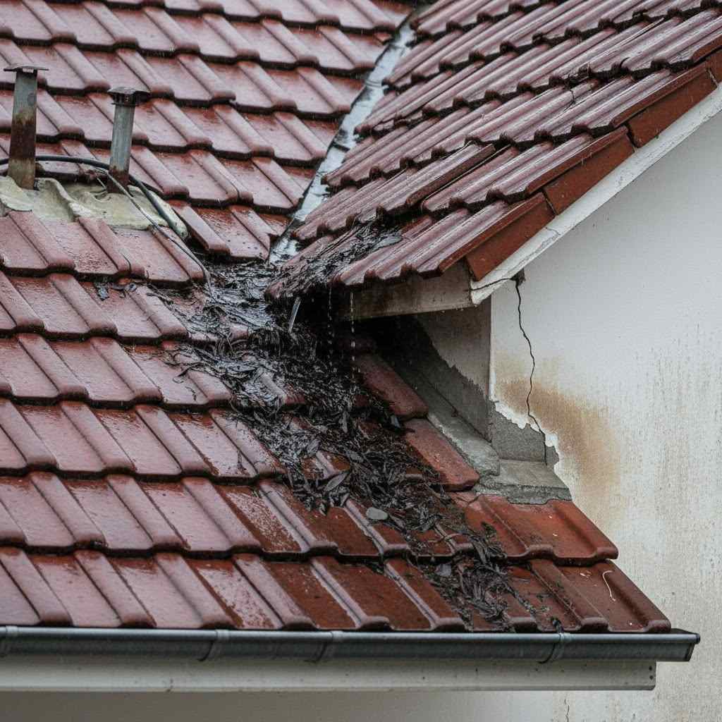 thấm dột mái ngói tại vị trí giao mái chữ L