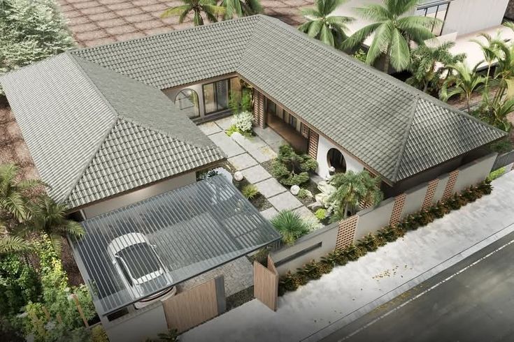 Thiết kế nhà vườn chữ U mái ngói mang phong cách Á Đông hài hòa thiên nhiên