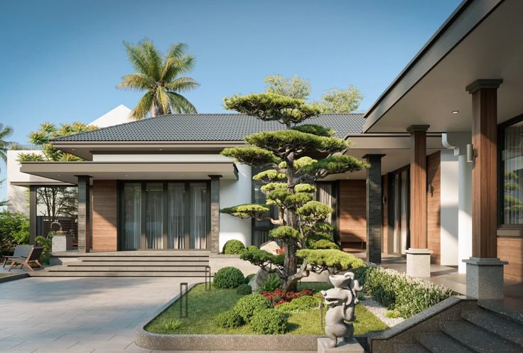 Thiết Kế Nhà Vườn Biệt Thự Từ Móng Đến Mái Kiểu “Xanh Hóa” 2 Thiết kế nhà vườn hiện đại kết hợp không gian xanh và tiểu cảnh Nhật Bản