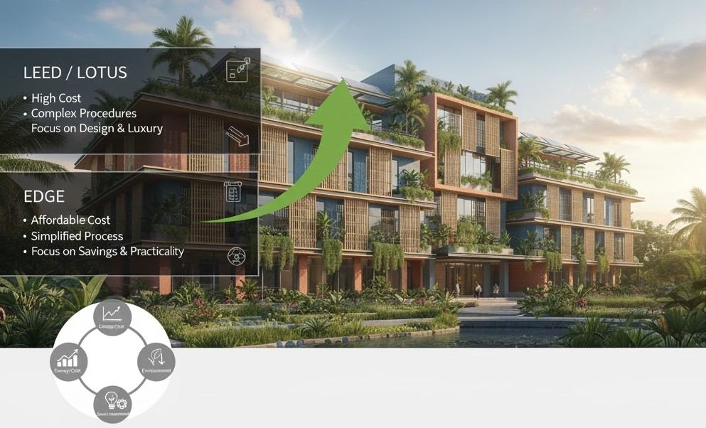 So sánh tiêu chuẩn EDGE với LEED và LOTUS trong xây dựng bền vững
