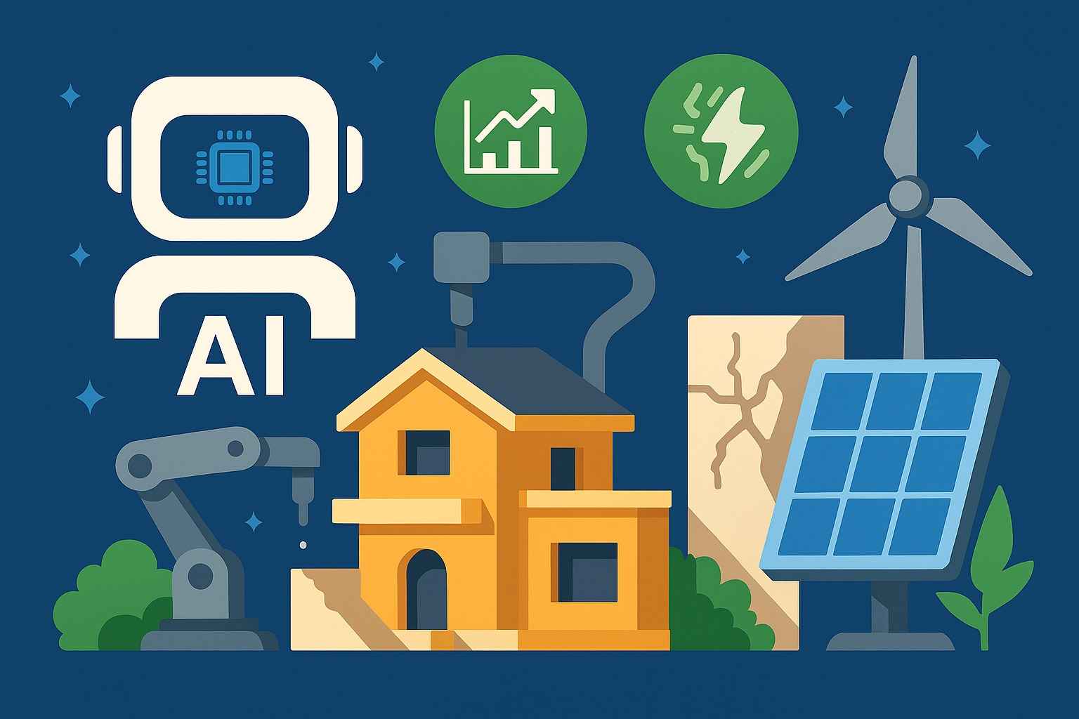 xu hướng AI và năng lượng tái tạo trong xây dựng biệt thự tương lai