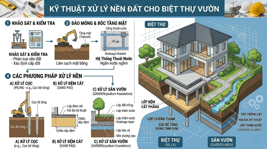 Kỹ thuâtj xử lý nền đất xây biệt thự