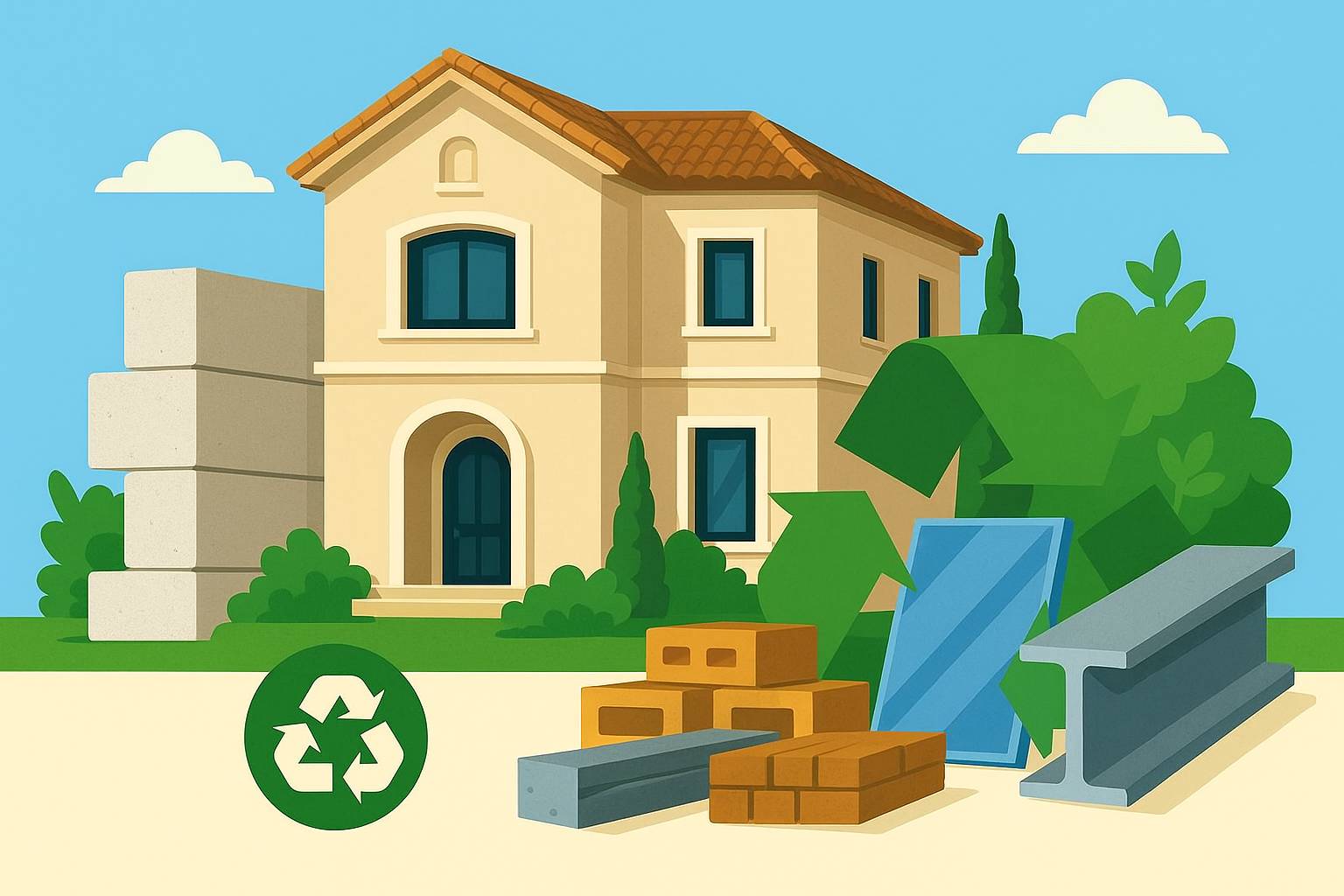 biệt thự sử dụng vật liệu tái chế