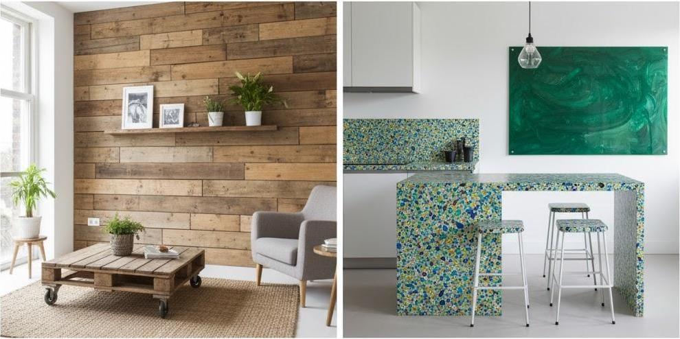 Vật liệu tái chế sáng tạo trong thiết kế nội thất hiện đại