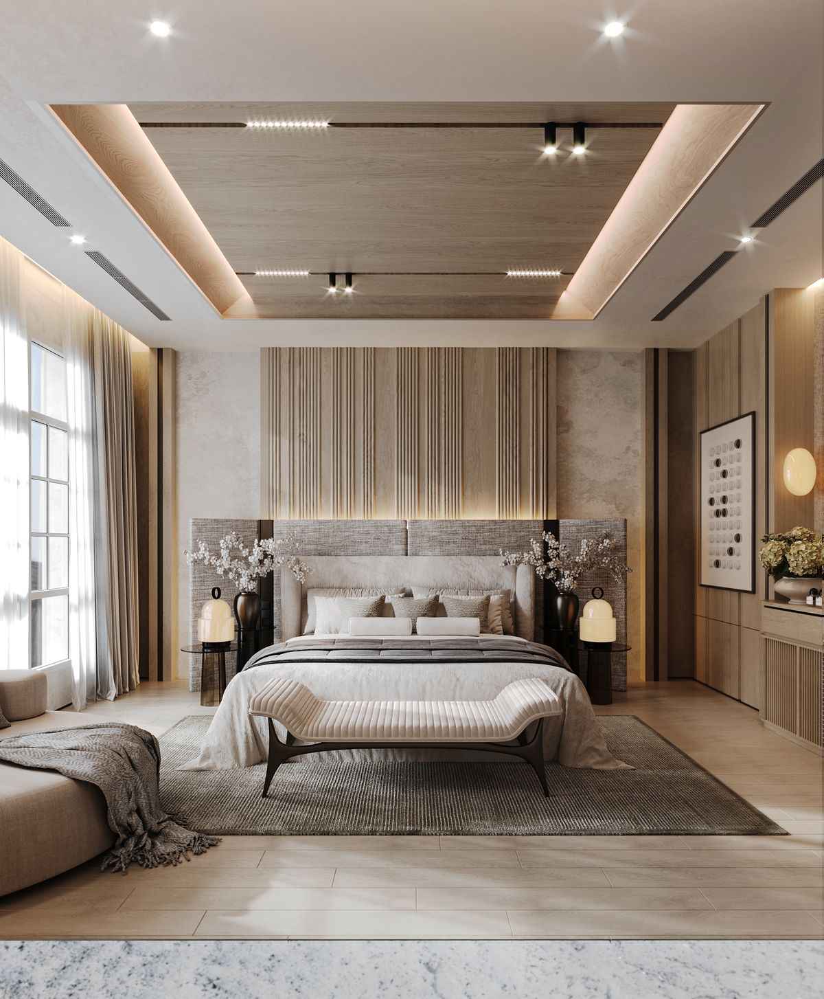 Phòng ngủ trong xây biệt thự cao cấp với không gian thư giãn